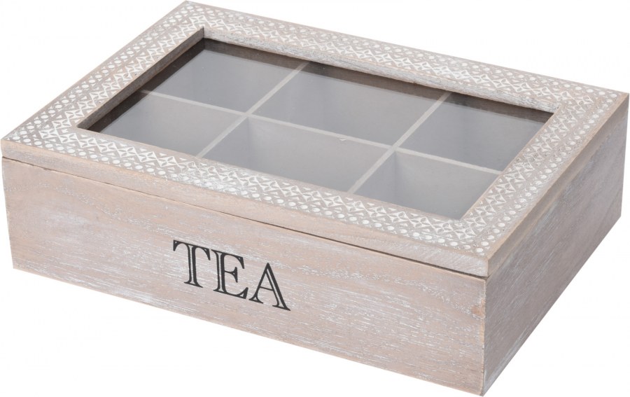 Krabička na čaj - 6 přihrádek - Bytové doplňky Dřevěné doplňky